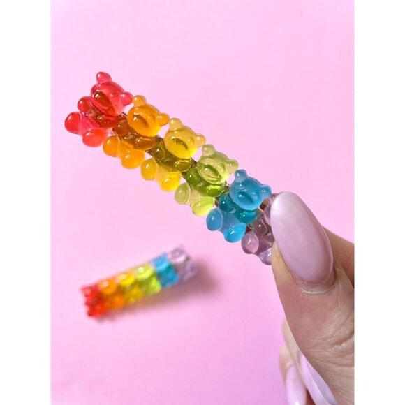 Gummy Bear Hair Clip Candy Rainbow Colour Hair Barrette For Girls - Picture 4 of 9
